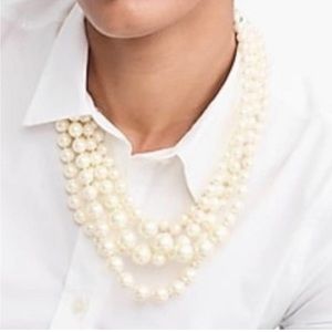 J Crew 5 Strand Ivory Pearl Statement Necklace